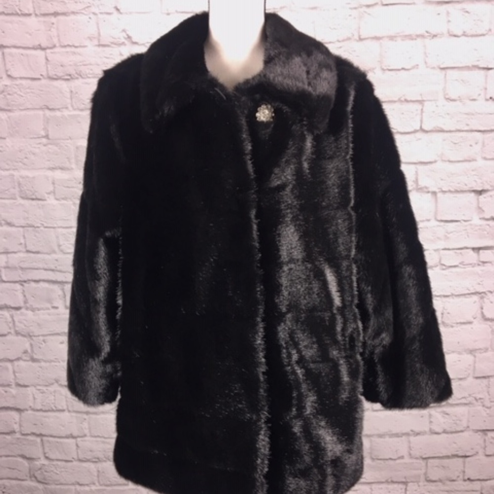 Dennis Basso Faux Fur Jacket Black